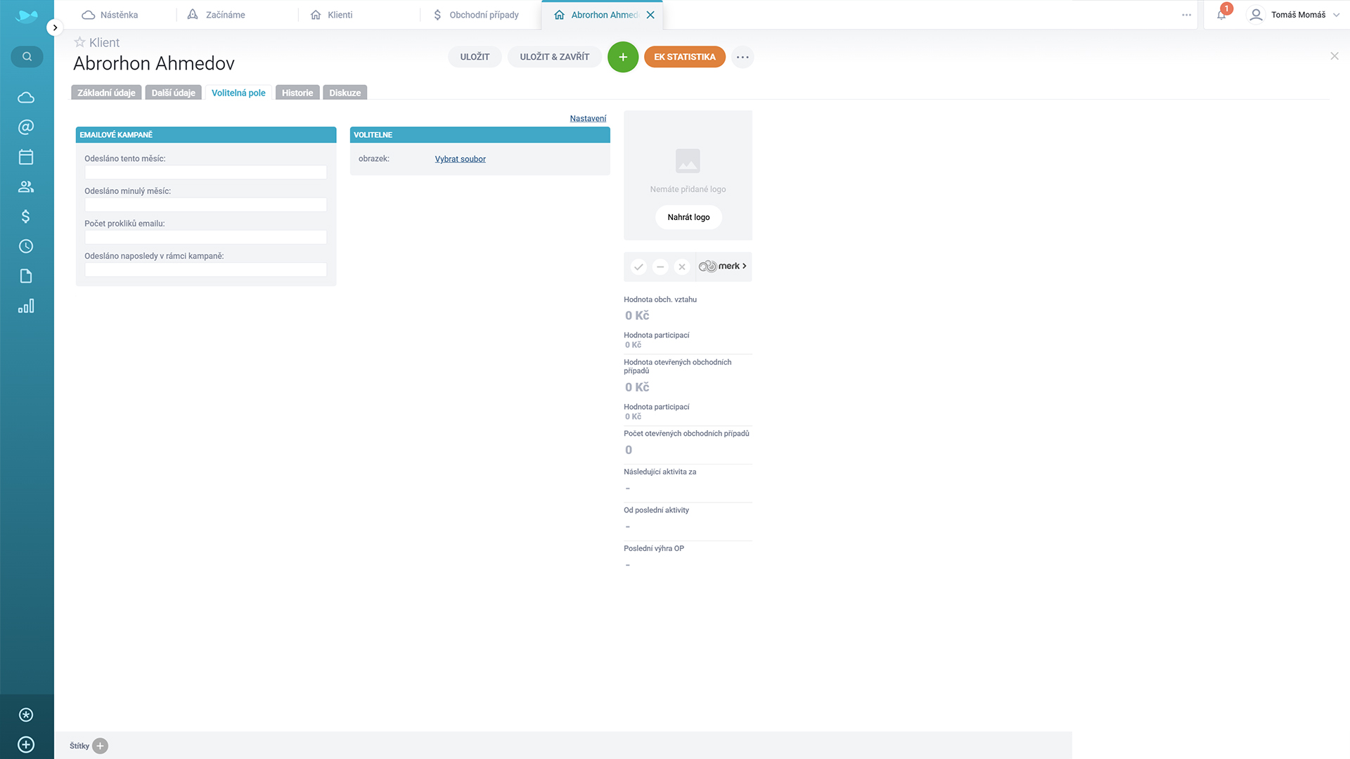 Detail kontaktu synchronizovaný z Raynetu do EmailKampaní
