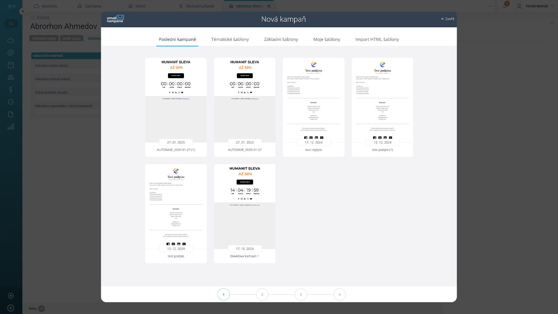 Vytvoření kampaně a výběr šablony přímo v Raynetu